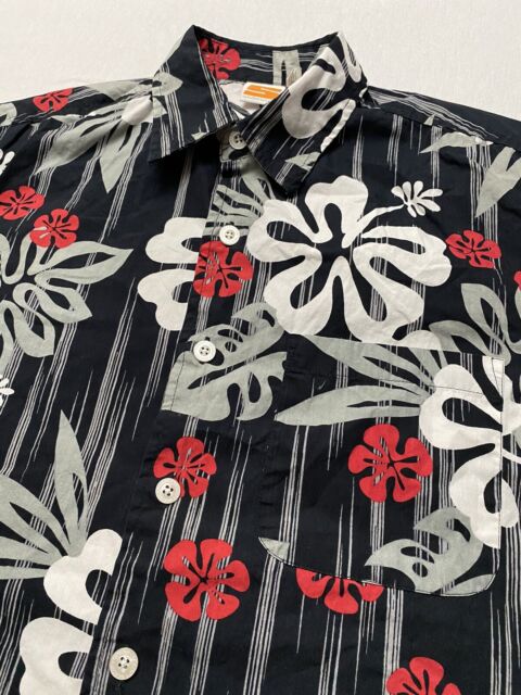 Vintage USA Hutspah Floral All Over Sunset Hawaiian Button Up Shirt Mens  Large L