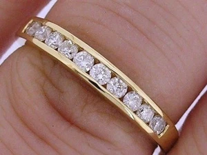 R165 Genuine SOLID 18ct 18K Gold NATURAL Diamond ETERNITY Wedding Ring size M - Picture 1 of 2