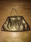 Vintage Gold Mesh Evening Purse With Chain And Rhinestone Encrusted Clasp Pretty