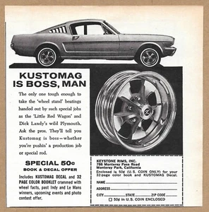 Keystone Rims Inc Kustomag Is Boss Man Print Ad 1965 Vintage Ford Mustang - Bild 1 von 3