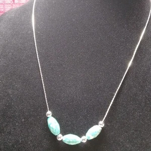 19 Zoll silberfarbene russische Amazonit an Coreana Kette handgefertigt - Bild 1 von 5
