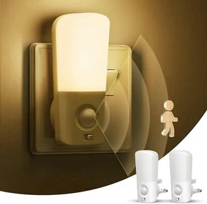 Bewegungsmelder Nachtlicht Steckwand 2er Pack Warmweiß 3000K Treppe Bad - Bild 1 von 8