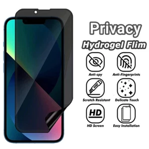 Película de hidrogel de privacidad antiespía para iPhone 16 15 14 13 Pro Max protector de pantalla - Imagen 1 de 14