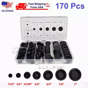 170PCS Rubber Grommet Firewall Hole Plug Electrical Wiring Gasket Assortment Kit - Picture 1 of 9