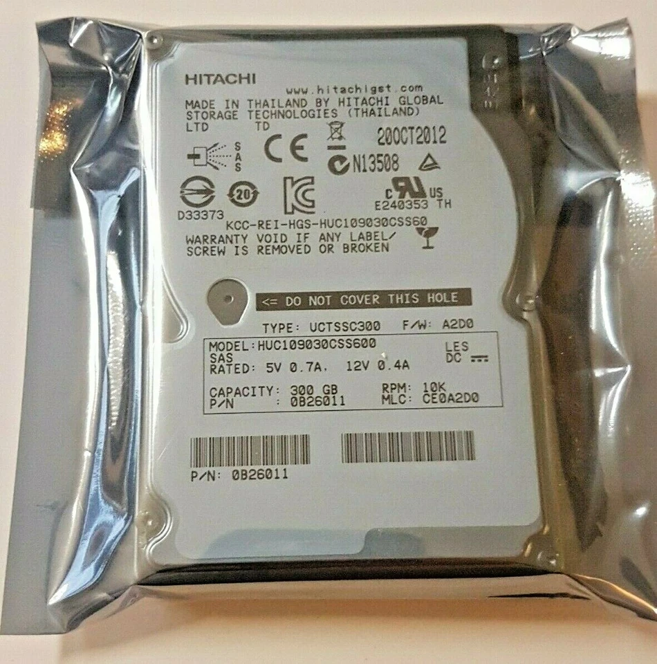 300 GB SAS Hitachi HUC109030CSS600 10000rpm 64MB HDD 2.5 " Hard Drive New - Image 1 of 1