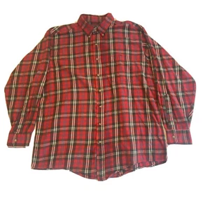 Bill's Khakis XL Flannel Shirt Large Plaid USA Made Thick Red Classic Fit - Picture 1 of 8