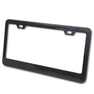 Carbon Fiber Style Metal Two Hole Wide Bottom Car Truck Universal License Frame - Picture 1 of 6