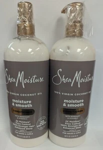 2 SHEA MOISTURE 100% VIRGIN COCONUT OIL MOISTURE & SMOOTH CONDITIONER 34FL OZ EA - Picture 1 of 2