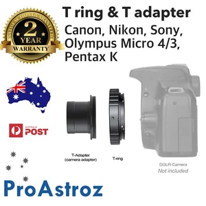 DSLR T-RING Camera adapter for telescope T2 Lens Adapter Ring Canon Nikon Sony - Picture 1 of 3