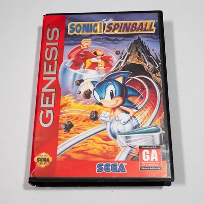 Sonic Spinball (Sega Genesis, 1993) CIB Complete *broken case* Tested Clamshell - Image 1 of 4