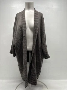 Eskandar Cardigan Sweater Handloomed Merino Wool Open Front Ribbed Brown O/S - Picture 1 of 8