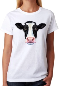 Cow T-Shirt Ladies Fitted Tee Womens Fashion Top - Picture 1 of 7