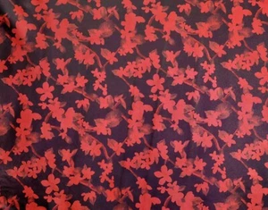 Lamb Skin Leather Red/Black Flowers Design (100% Genuine Skin) - Picture 1 of 7