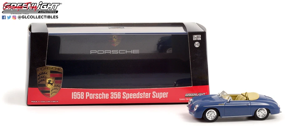 Greenlight 86598 1/43 1958 Porsche 356 Speedster Super azul água-marinha - Imagem 1 de 1