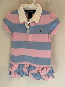 RALPH LAUREN - GRÖSSE 2T ROSA/BLAU GESTREIFTES KLEID FÜR MÄDCHEN - Bild 1 von 1