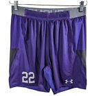 Men Purple Sports Shorts #22 Size Large Under Armour Running Fitness Short Pants