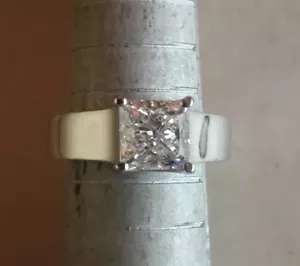2Ct Princess Cut E/VVS1 Real Moissanite 14k White Gold Plated 925 EngagementRing - Picture 1 of 4