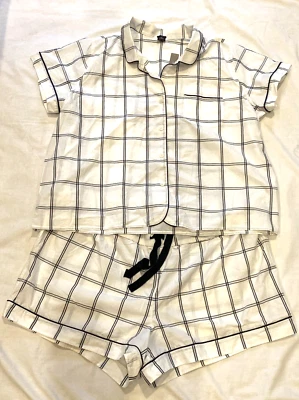 NUEVO CON ETIQUETAS J.Crew Conjunto de pijama corto de algodón a cuadros azules talla 3X Foto 1 de 4