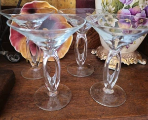 Set 4 Libbey Omega Clear Open Loop Martini Glasses - Excellent Condition - Picture 1 of 5