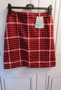 Boden Size 8 R British Tweed Red Houndstooth Wool Pockets Smart A-Line Red New - Picture 1 of 6