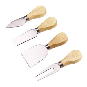 Set utensili da taglio artigianali forchetta acciaio burro formaggio pizza manico legno - Foto 1 di 5