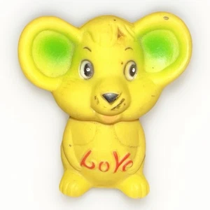 Vintage Gummi Maus Liebe Spielzeug Figur gelb grün 3,5" Taiwan RELIANCE PRODUCTS - Bild 1 von 7