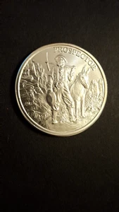 SILVER 1 OZ 999 FINE PROSPECTOR DONKEY PROVIDENT ART SILVER ROUND - Picture 1 of 2