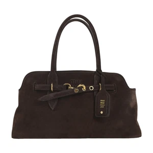 MIU MIU Aventure Large $4300 Dark Brown Suede Top Handle Bag New & Authentic - Picture 1 of 4