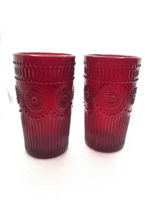 Juego de 2 vasos Adeline de vidrio rojo rubí The Pioneer Woman 6" de alto 16 oz - Imagen 1 de 8