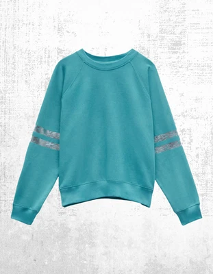 Ex HUSH Women’s Long Sleeve Metallic Stripe Sweatshirt in Blue - Image 1 of 4