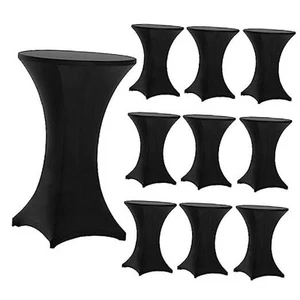 10 Pack 30x42 Inch Highboy Spandex Cocktail Table Covers Black, Cocktail - Picture 1 of 8