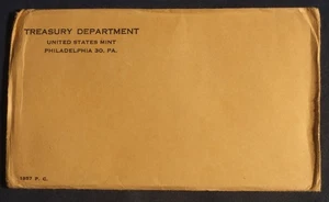 1957 SILVER PROOF SET (5 TOTAL COINS)   ENVELOPE AND COA UNOPENED    LOT 040301 - Picture 1 of 3