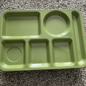 School Cafeteria Lunch Trays Set Of8 Green Army Mint Plastic 6 Slot 10in X 14in - Picture 1 of 10