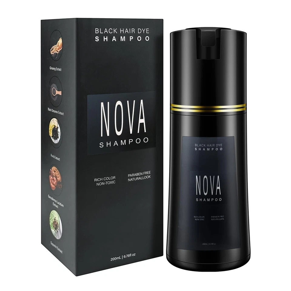 Champú tinte instantáneo Nova Hair, tinte de color instantáneo natural 3 en 1 para hombres y mujeres Foto 1 de 4