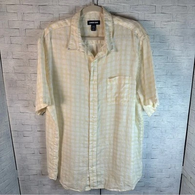 Lands End line classic button down short sleeve shirt plaid breathable tall - Image 1 of 4