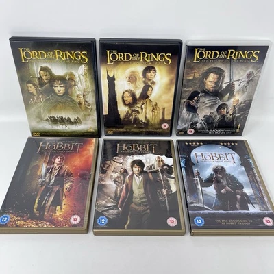 Lord Of The Rings Trilogy & The Hobbit Trilogy 6 DVD Movie Collection Region 2 - Image 1 of 4