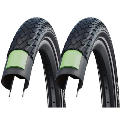 Neumático de bicicleta Schwalbe Green Marathon City/Touring E-50 700 x 42c par de neumáticos Reflex - Imagen 1 de 4