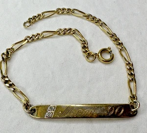 Brazalete Speidel ID MAMÁ 90 astillas de diamantes eslabones Figaro tono dorado 7" - Imagen 1 de 11