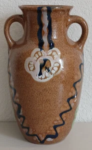 Antike Carl Gebauer Doppelhenkel Keramik Vase aus Deutschland 9,2" hoch - Bild 1 von 24