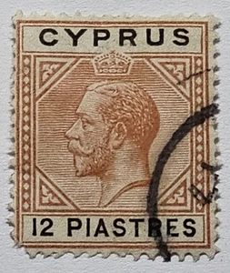 CYPRUS CLASSICS 1912 12 Piastres Used. €65. SG82. Corner Fault Lower Left - Picture 1 of 2