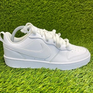Nike Court Borough Low 2 Boys Size 7Y Triple White Athletic Shoes Sneakers - Picture 1 of 10