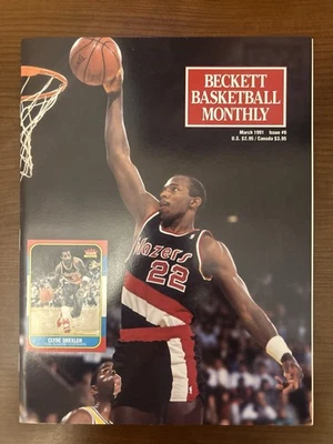Cubierta frontal Beckett Basketball mensual marzo 1991 edición #8 Clyde Drexler Foto 1 de 2