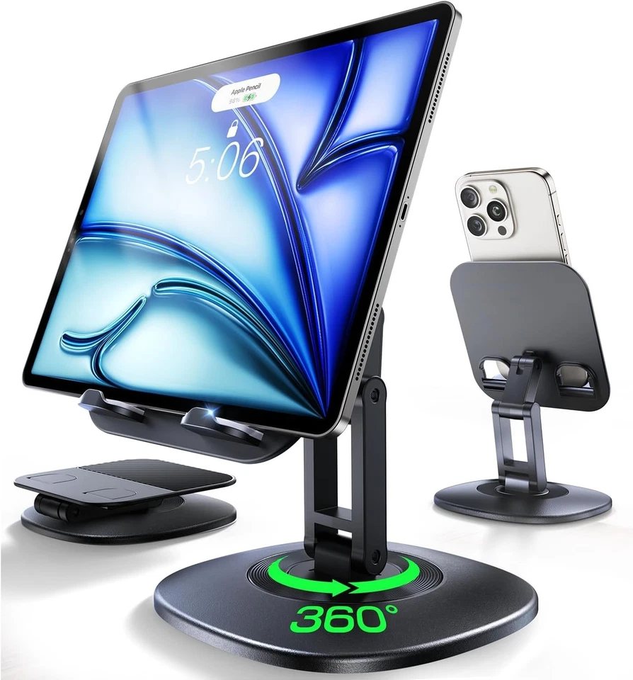 IPad Stand for Desk, Foldable 360° Rotating Tablet Stand, Super Stable & Portabl - Image 1 of 4