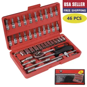 46 Piece 1/4 inch Drive e Bit Torx Bit Socket Wrench Set Car Repairing Tool Kit - Bild 1 von 9