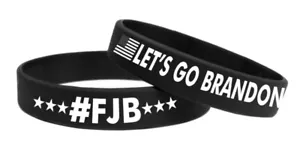 Let's Go Brandon Bracelet Rubber Silicone Cuff Wristbands Unisex Black - Picture 1 of 7