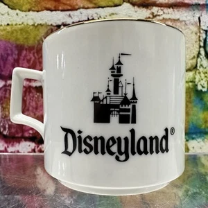 Disneyland Coffee Mug Cup Tea Theme Park Walt Disney World Castle Gold Color Rim - Picture 1 of 22