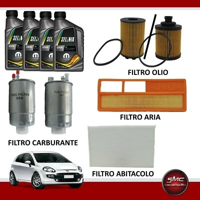 KIT TAGLIANDO FIAT GRANDE PUNTO 1.3 MULTIJET 90CV 66KW DAL 2005 + SELENIA 5W40 - Immagine 1 di 4