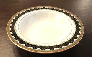 MIKASA FINE CHINA L5747 EBONY LANE 10" ROUND RIMMED SERVING BOWL BLACK BORDER - Picture 1 of 4