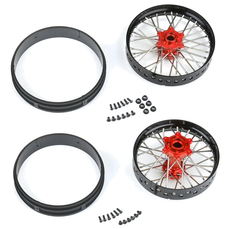 Pro-Line 1/4 Pro-Spec Alum V2 Bead Front / Rear Wheels Blk/Red (2) : Promoto-MX - Image 1 of 4