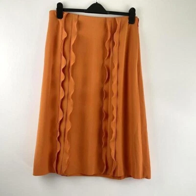 Cos Orange Coral Skirt Size 40 Uk 14 Ruffle High Waisted Midi Minimalist - Image 1 of 4